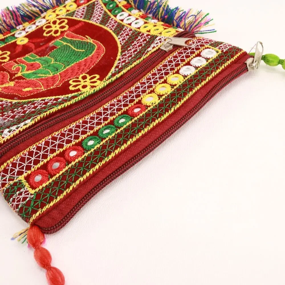Boho Elephant Crossbody Handbag Women S Multicolored Pom Pom Purse Pouch Bag